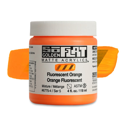 SoFlat Matte Acrylic Paint - Fluorescent Orange, 4 oz. jar