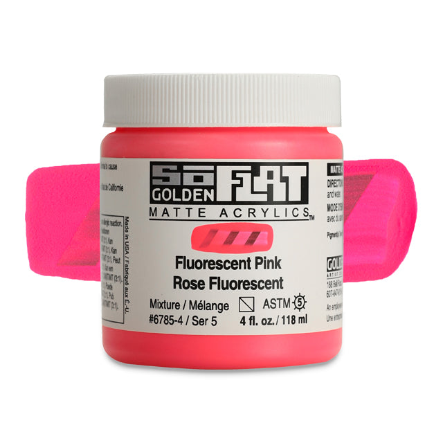 SoFlat Matte Acrylic Paint - Fluorescent Pink, 4 oz. jar