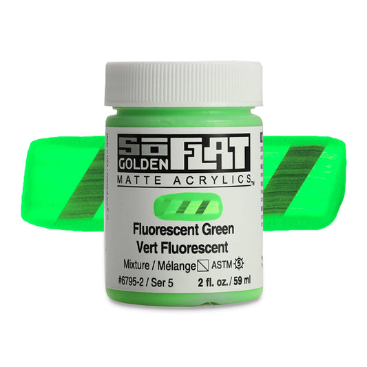 SoFlat Matte Acrylic Paint - Fluorescent Green, 2 oz. jar