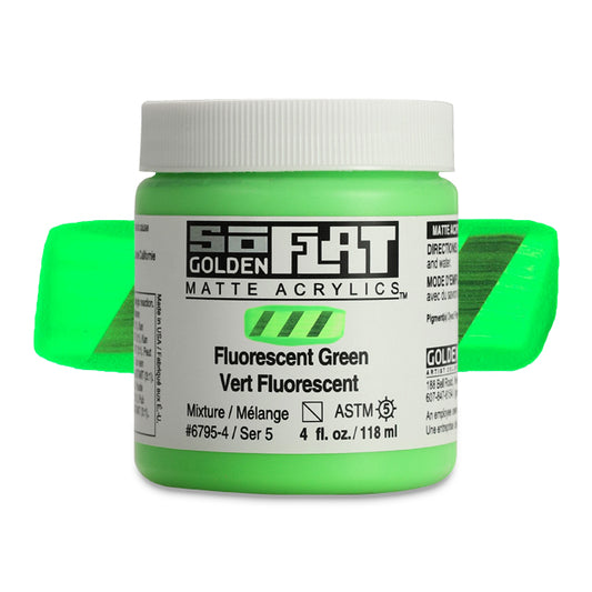 SoFlat Matte Acrylic Paint - Fluorescent Green, 4 oz. jar