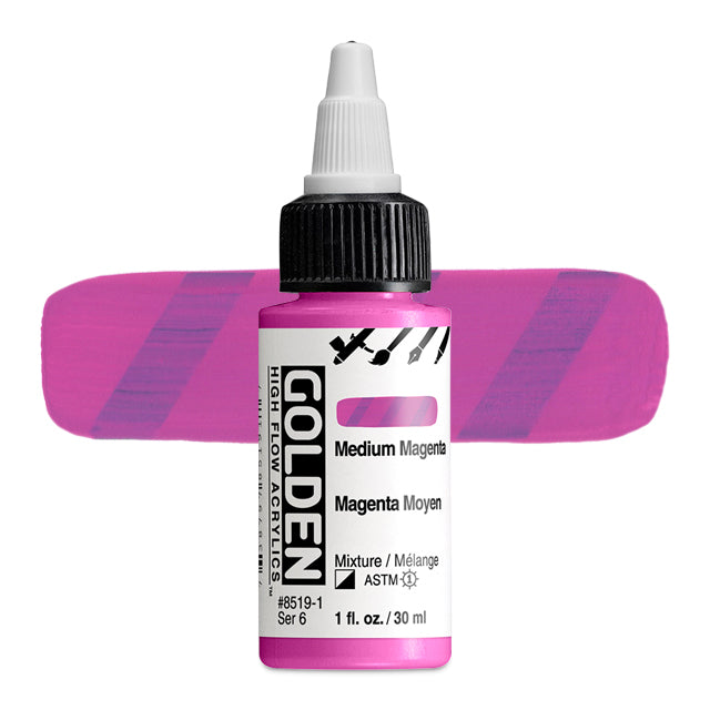 Golden High Flow Acrylic - Medium Magenta, 1 oz.