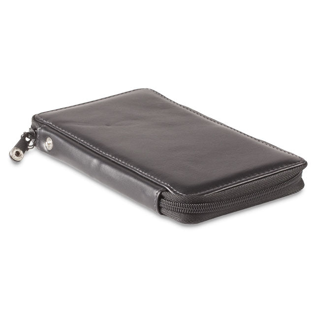 Black Leather Pencil Case, Holds 24 Pencils