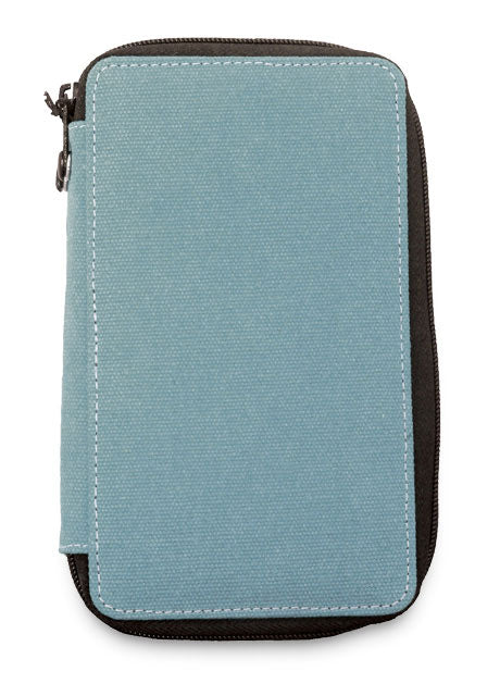 Canvas Pencil Case, Steel Blue, Holds 24 Pencils