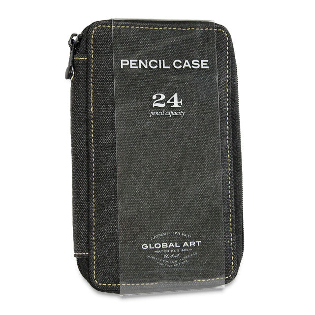 Canvas Pencil Case, Black, Holds 24 Pencils