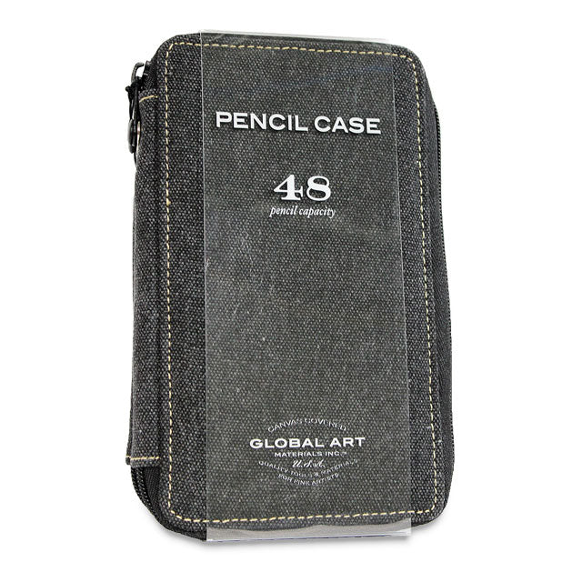 Canvas Pencil Case, Black, Holds 48 Pencils