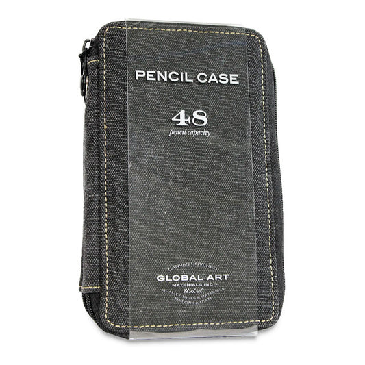 Canvas Pencil Case, Black, Holds 48 Pencils