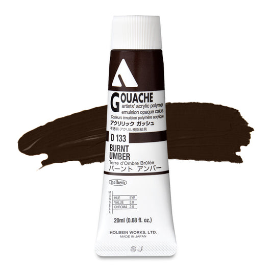 Holbein Acryla Gouache, Burnt Umber, 20 ml.