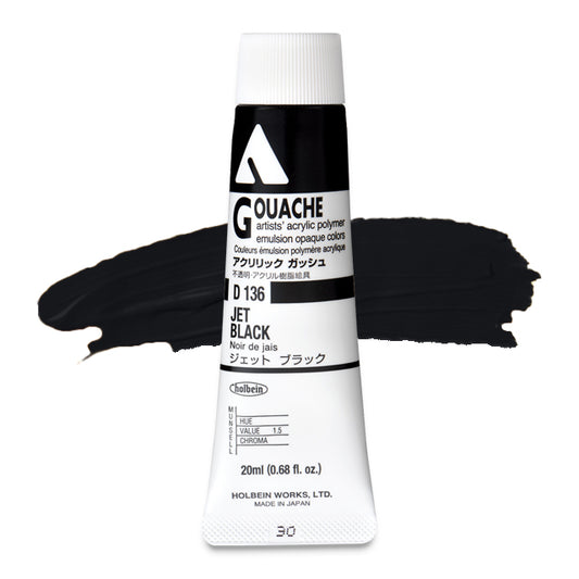 Holbein Acryla Gouache, Jet Black, 20 ml.