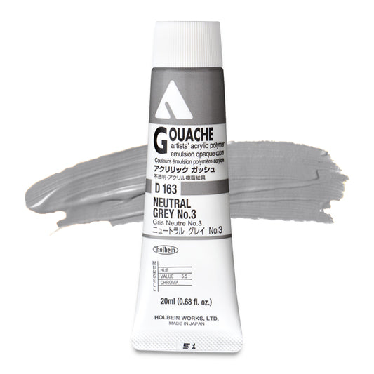 Holbein Acryla Gouache, Neutral Gray 3, 20 ml.