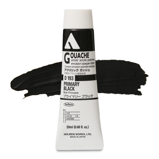 Holbein Acryla Gouache, Primary Black, 20 ml.