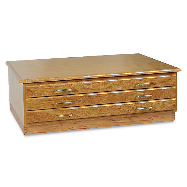 Oak Flat Files, 3 Drawer