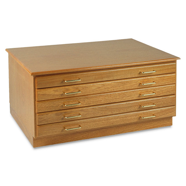 Oak Flat Files, 5 Drawer