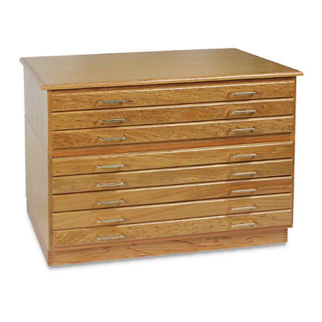 Oak Flat Files, 8 Drawer