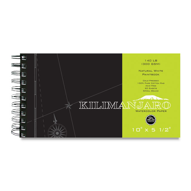 Kilimanjaro Natural White Watercolor Paintbook, 140 lb., 10" x 5-1/2"