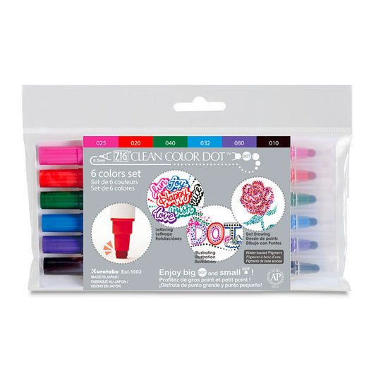 Clean Color Dot Marker - Assorted Colors, Set of 6