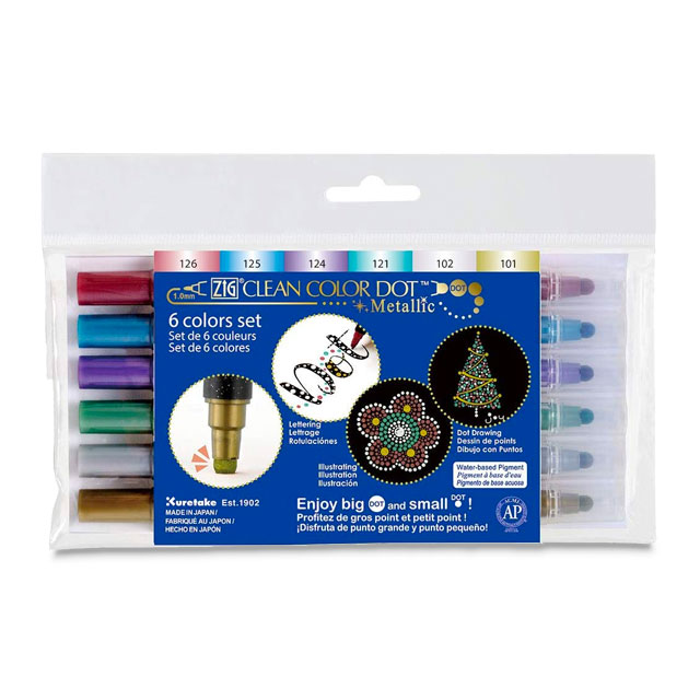 Clean Color Dot Marker - Metallic Colors, Set of 6