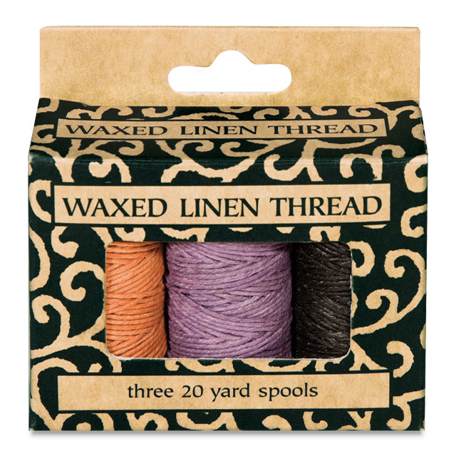 Waxed Linen Thread, Gold/Lavender/Black