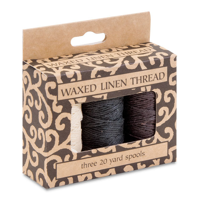 Waxed Linen Thread, Natural/Black/Brown