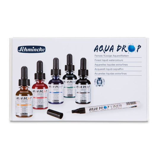 Aqua Drop Liquid Watercolor - Assorted Colors Set of 5 with Liner