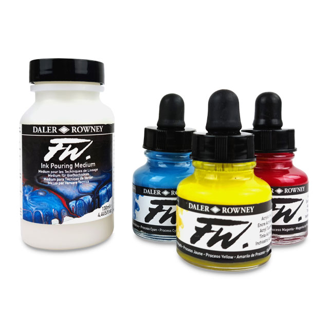 FW Liquid Acrylic Artists' Ink - Pouring Medium and Ink Set of 4