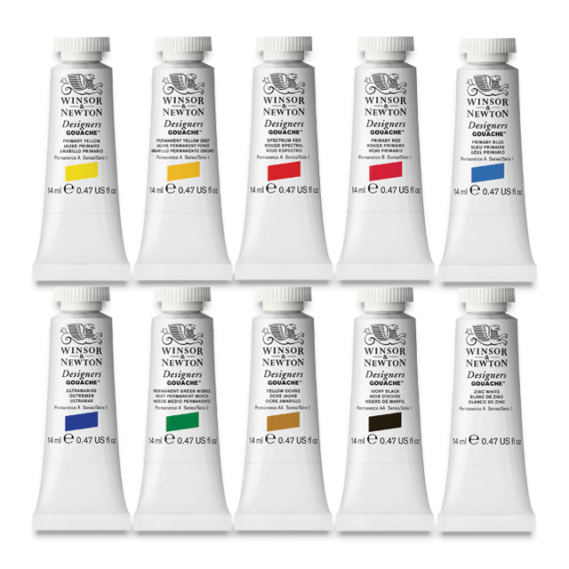 2 Winsor & Newton Designers hot Gouache Primary Sets