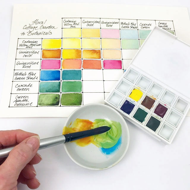 Watercolor Half-Pans, Floral Set of 6 in Use