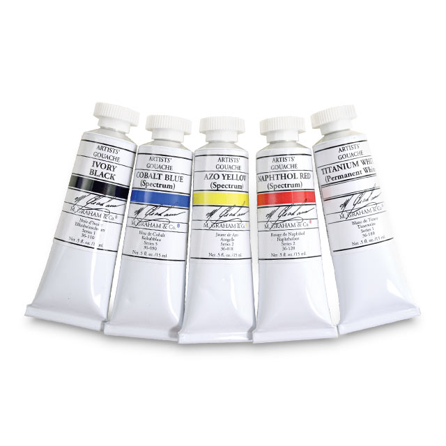 M. Graham Artists' Gouache, Primary Colors Set of 5