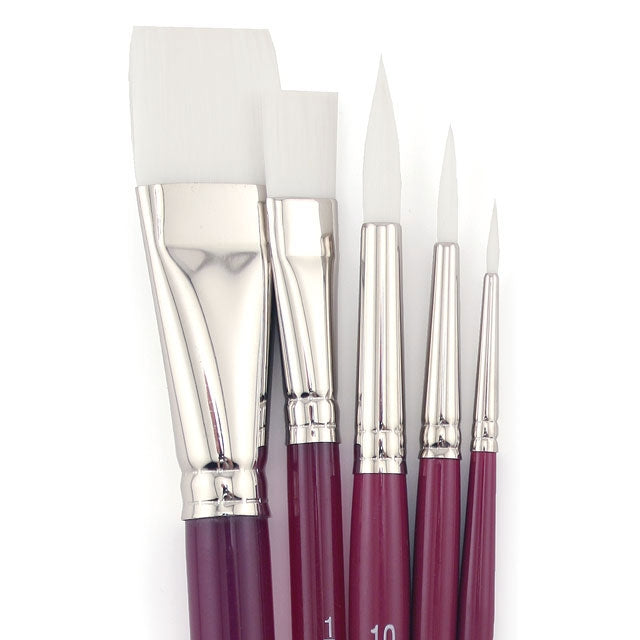 Starving Artist White Synthetic Flat Brush Set