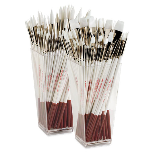 White Synthetic Oil & Acrylic Brush Sets (vases not included)