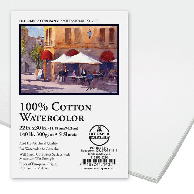 Aquabee Watercolor Paper, Pkg of 5 Sheets