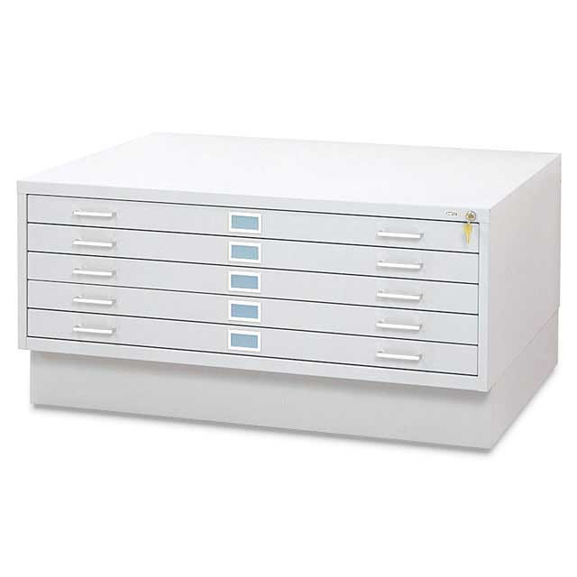 5-Drawer Steel Flat Files on Base (Safco Lock Kit sold separately)