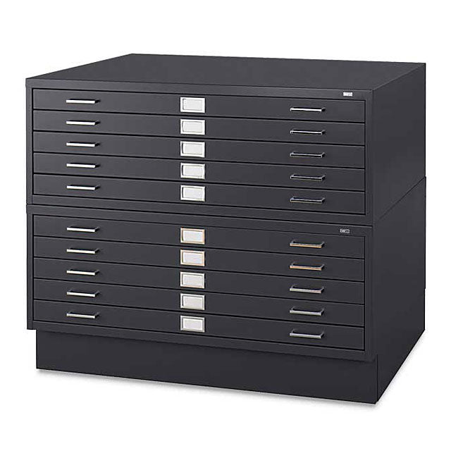 Two 5-Drawer Steel Flat Files on Base