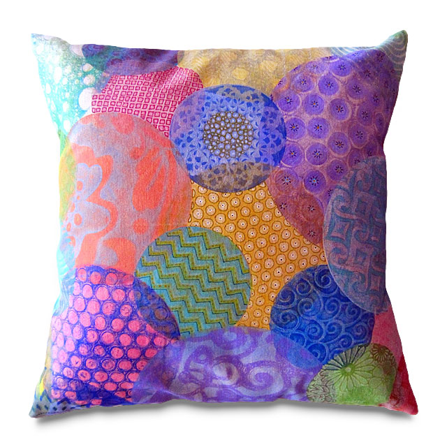 Sample artwork on a pillow with a round printing plates