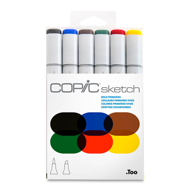 Sketch Marker Set of 6 Bold Primaries