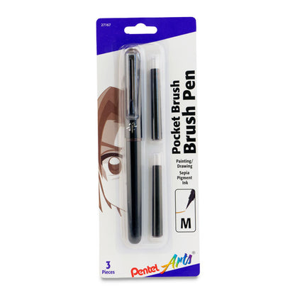 Pocket Brush Pen with 2 Refills - Gray