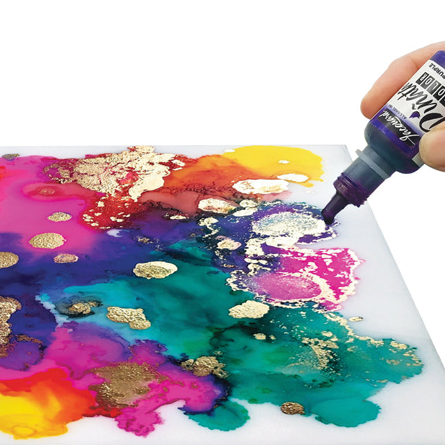 Piñata Alcohol Ink 1/2 oz. Squeeze Bottles with Ink Painting