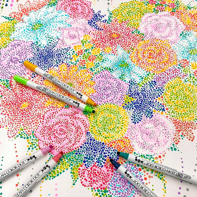 Floral Artwork Created with Clean Color Dot Pens