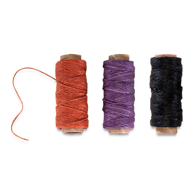 Waxed Linen Thread, Gold/Lavender/Black, Pkg of 3 Spools