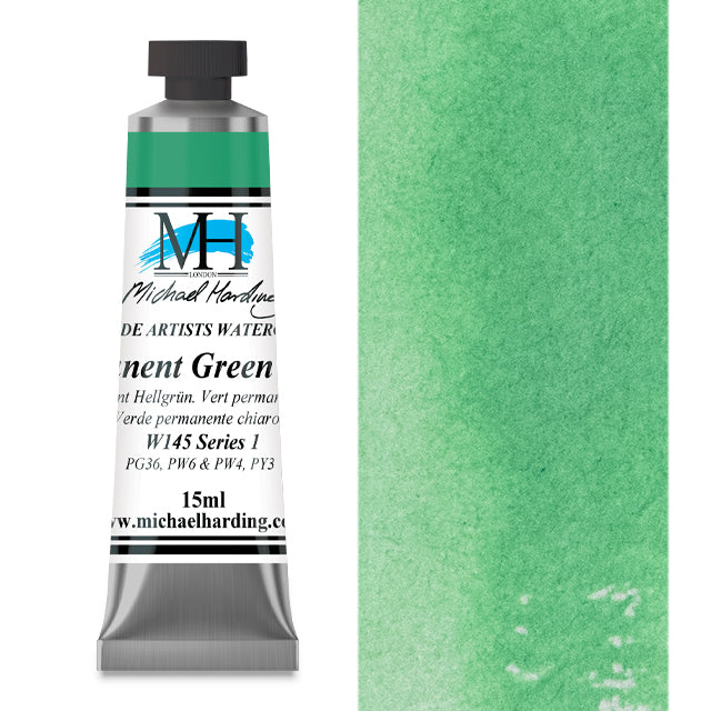 Michael Harding Artists Watercolor - Permanent Green Light, 15 ml