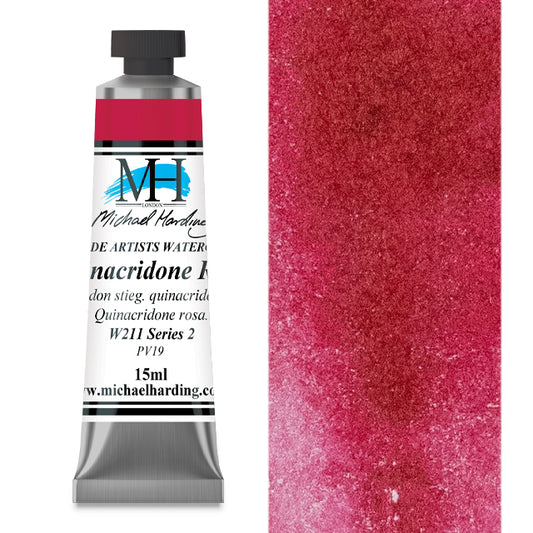 Michael Harding Artists Watercolor - Quinacridone Rose, 15 ml