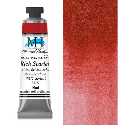 Michael Harding Artists Watercolor - Rich Scarlet, 15 ml