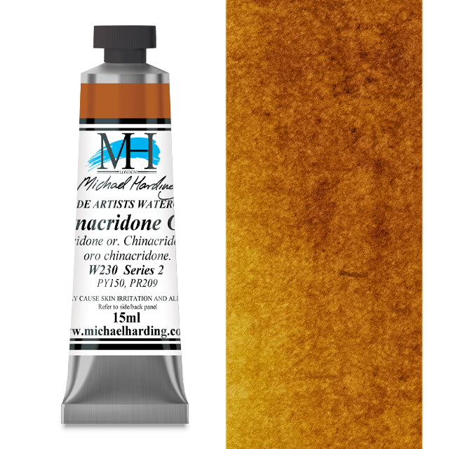 Michael Harding Artists Watercolor - Quinacridone Gold, 15 ml