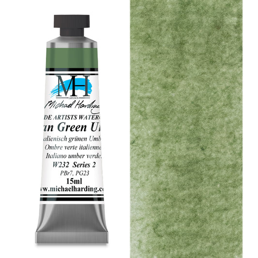 Michael Harding Artists Watercolor - Italian Green Umber, 15 ml