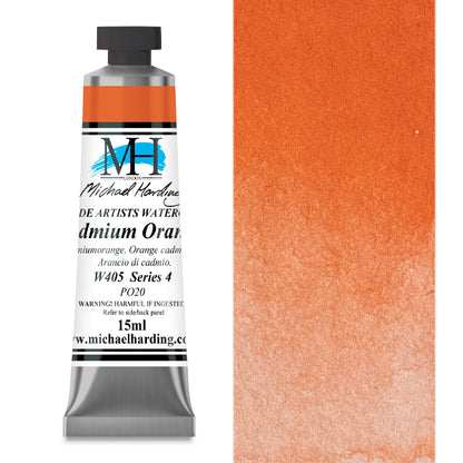 Michael Harding Artists Watercolor - Cadmium Orange, 15 ml