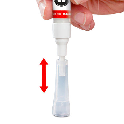 Activate the brush tip by pumping it into the top of the cap. 