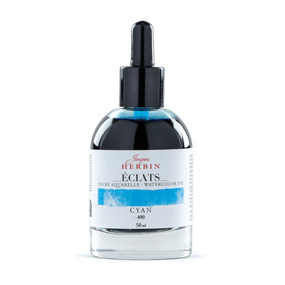 J Herbin Eclats Dye-Based Watercolor Ink - Cyan, 50 ml.