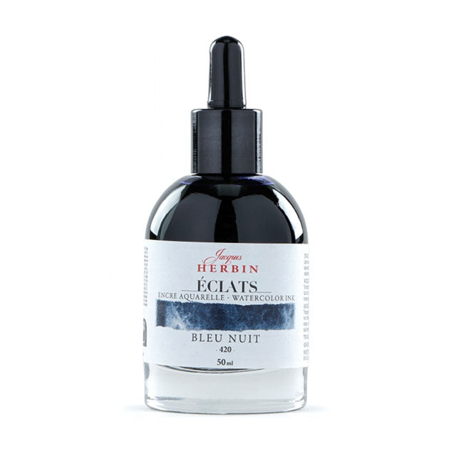 J Herbin Eclats Dye-Based Watercolor Ink - Bleu Nuit, 50 ml.