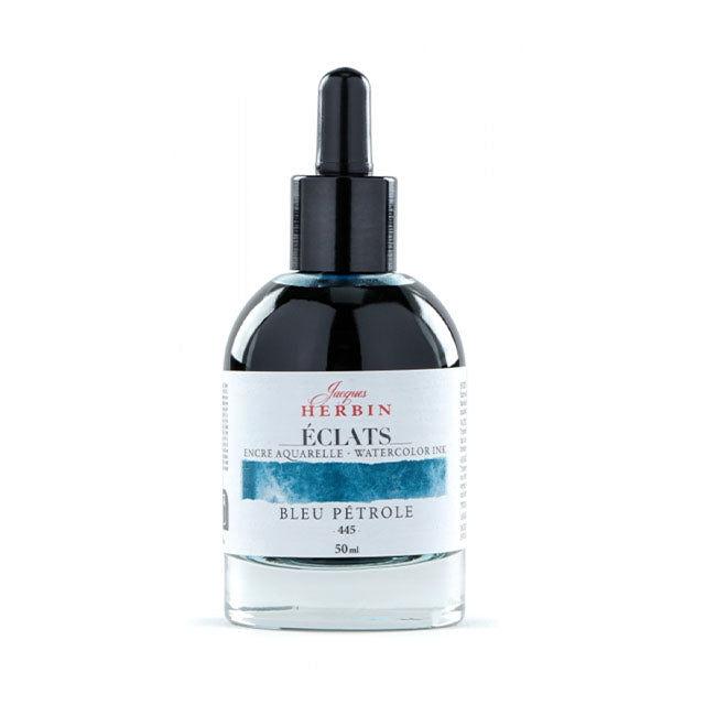 J Herbin Eclats Dye-Based Watercolor Ink - Bleu Petrole, 50 ml.