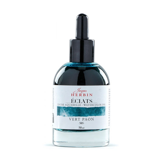 J Herbin Eclats Dye-Based Watercolor Ink - Vert Paon, 50 ml.