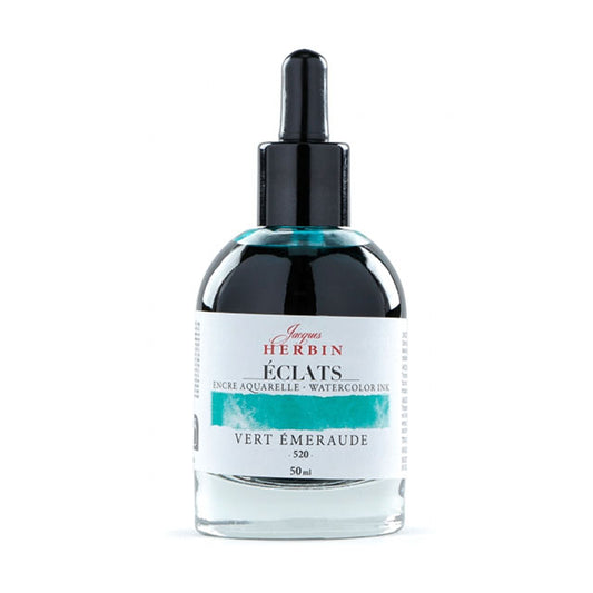 J Herbin Eclats Dye-Based Watercolor Ink - Vert Emeraude, 50 ml.